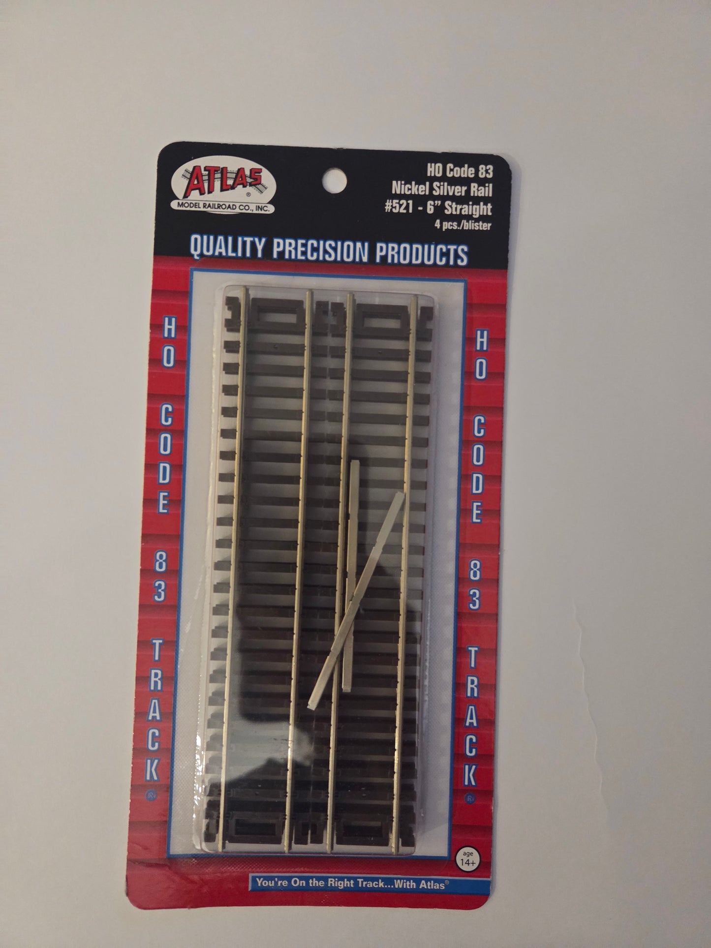 Atlas HO Scale Track Code 83, Nickel Silver Rail Snap-Track 6" Straight (4 pack)