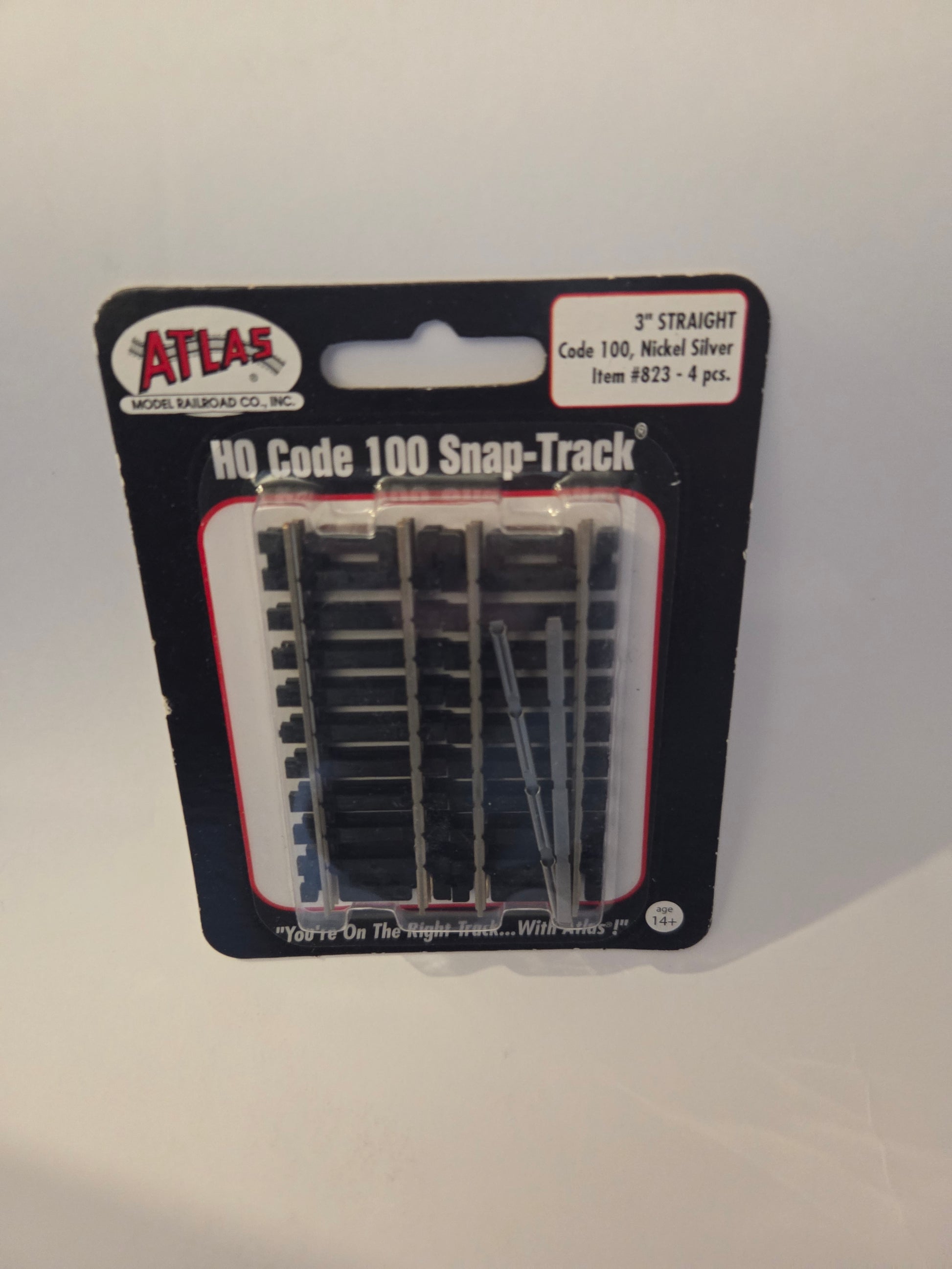 HO scale model railroad track - Atlas HO 823 Code 100 Track Straight Snap-Track(R) Nickel-Silver Rail 3" Straight (4 pack)
