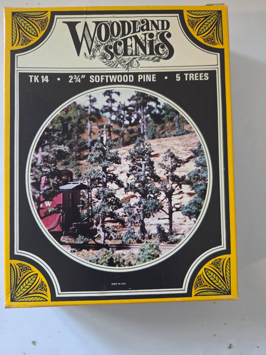 Woodland Scenics HO TK 14 Scenery Vintage 2 3/4" Softwood Pine Trees (5 Trees)