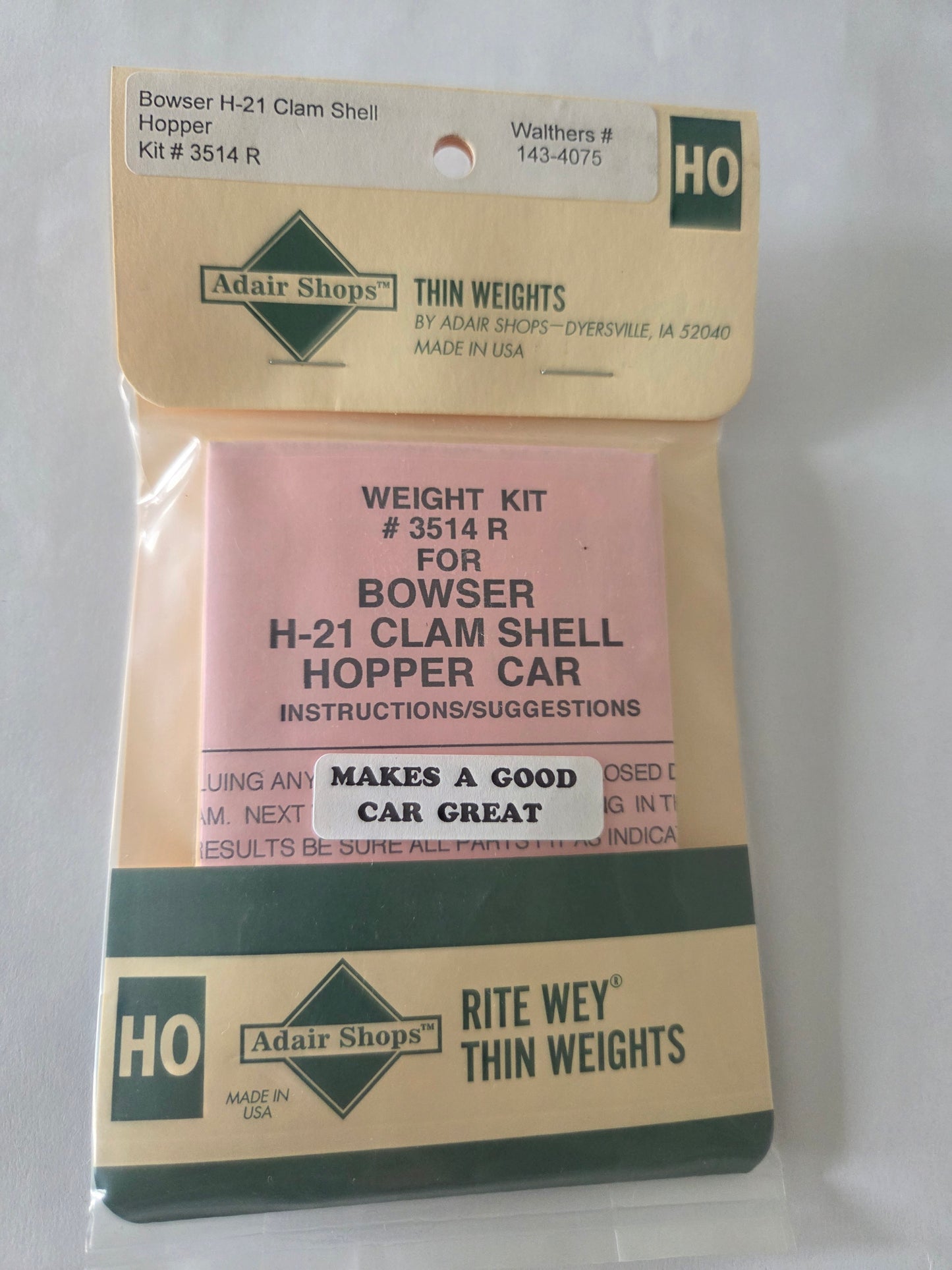 Weight Kit HO for Bowser H-21 Clam Shell Hopper Car