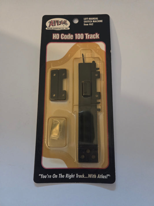HO scale model railroad track - Atlas HO 62 Track Manual Switch Machine w/Black Ties - Left Hand