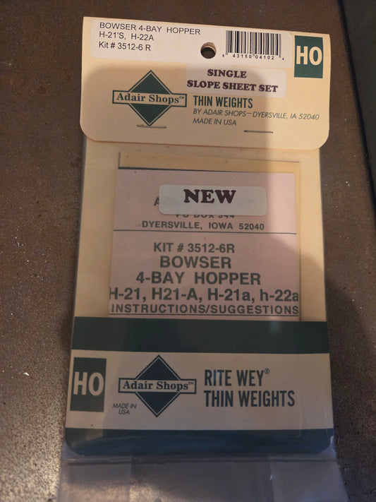 Weight Kit HO for Bowser PRR H-21 4-bay Hopper Car