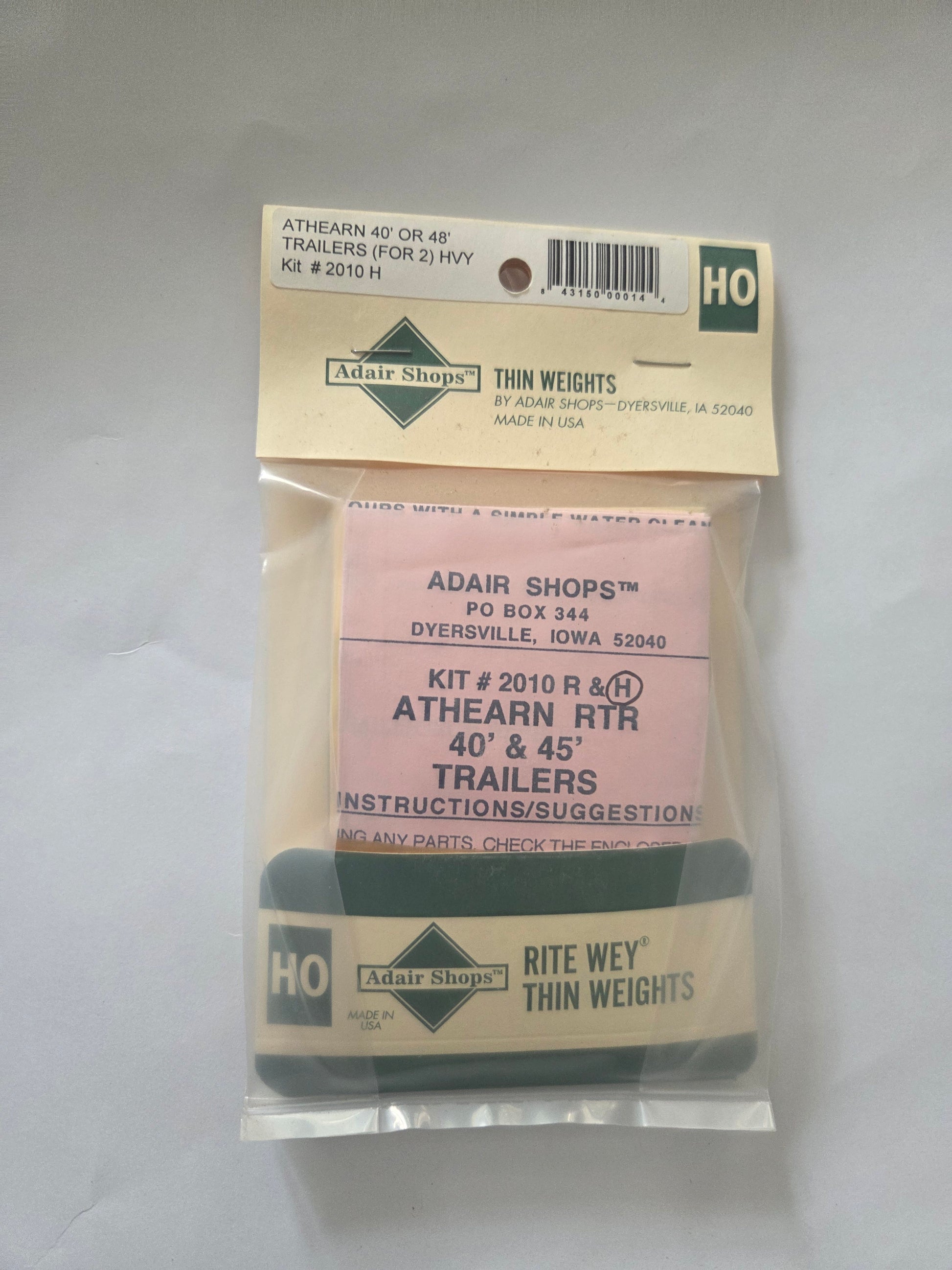 Weight Kit HO Scale for Athearn 40' Or 48' Trailer