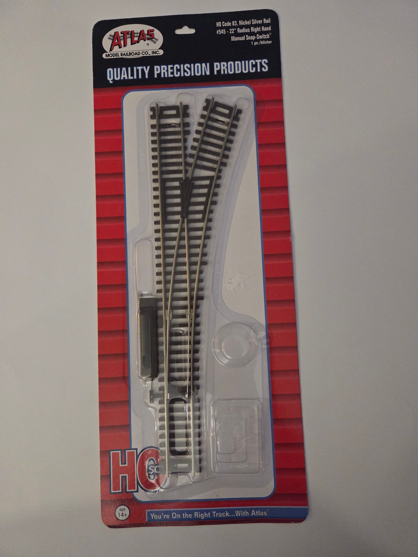 Atlas HO Scale Track Code 83 22" Radius Right Hand Manual Snap-Switch