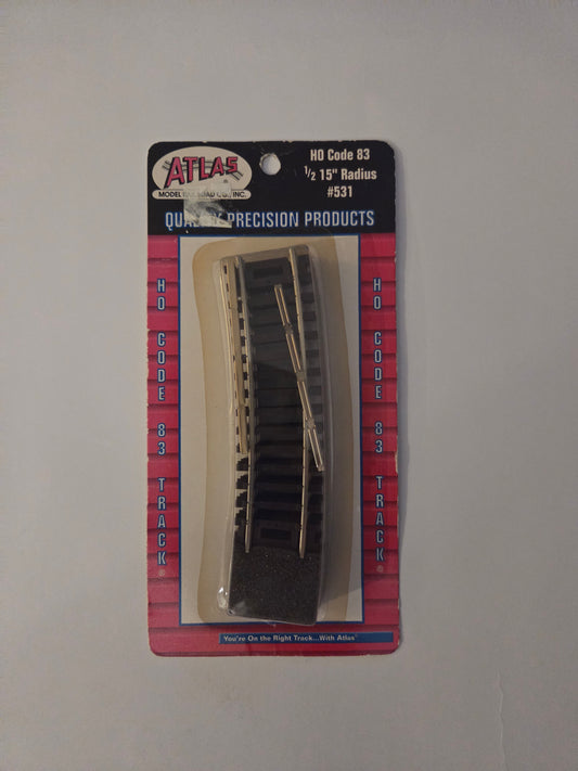 Atlas HO Scale Track Code 83, Nickel Silver Rail 1/2 Section 15" Radius (4 pack)