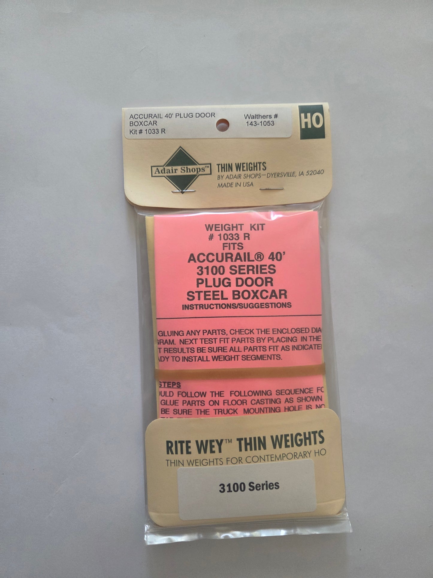 Weight Kit HO Scale for Accurail 40' Plug Door Steel Boxcar