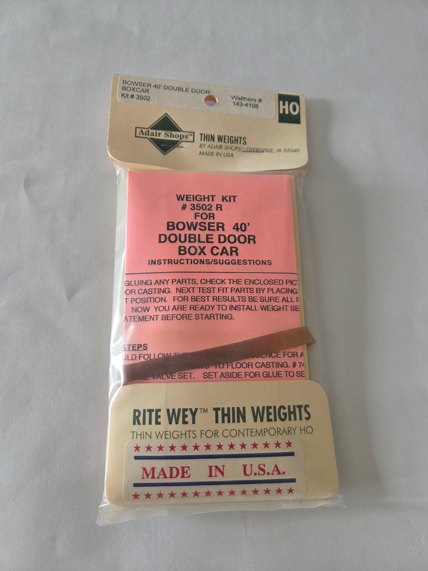 Weight Kit HO for Bowser 40' Double Door Boxcar
