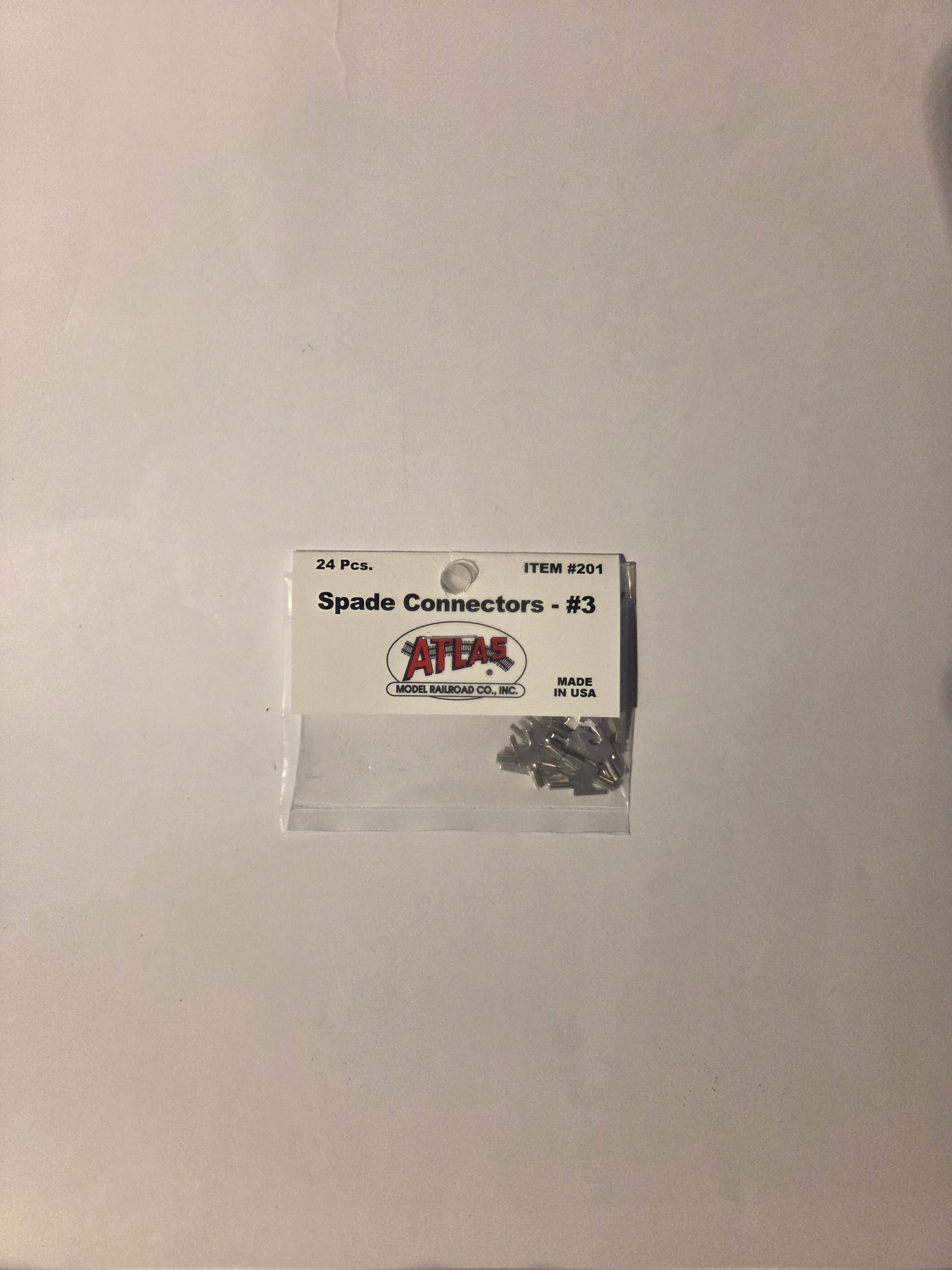 HO scale model railroad electrical component - Atlas HO 201 Electrical #3 Spade Tongue Solderless Connectors pkg(24)