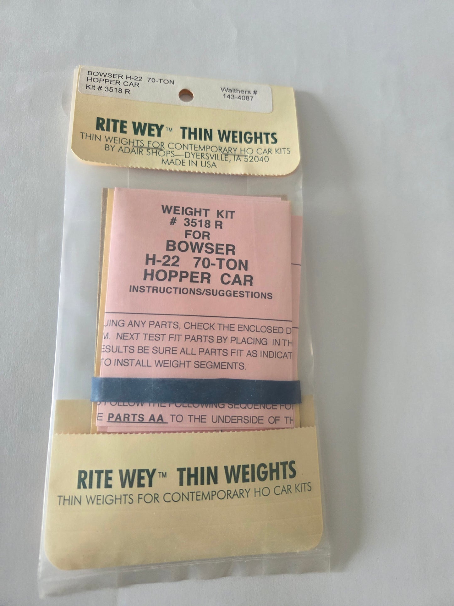 Weight Kit HO for Bowser H-22 70-Ton Hopper Car