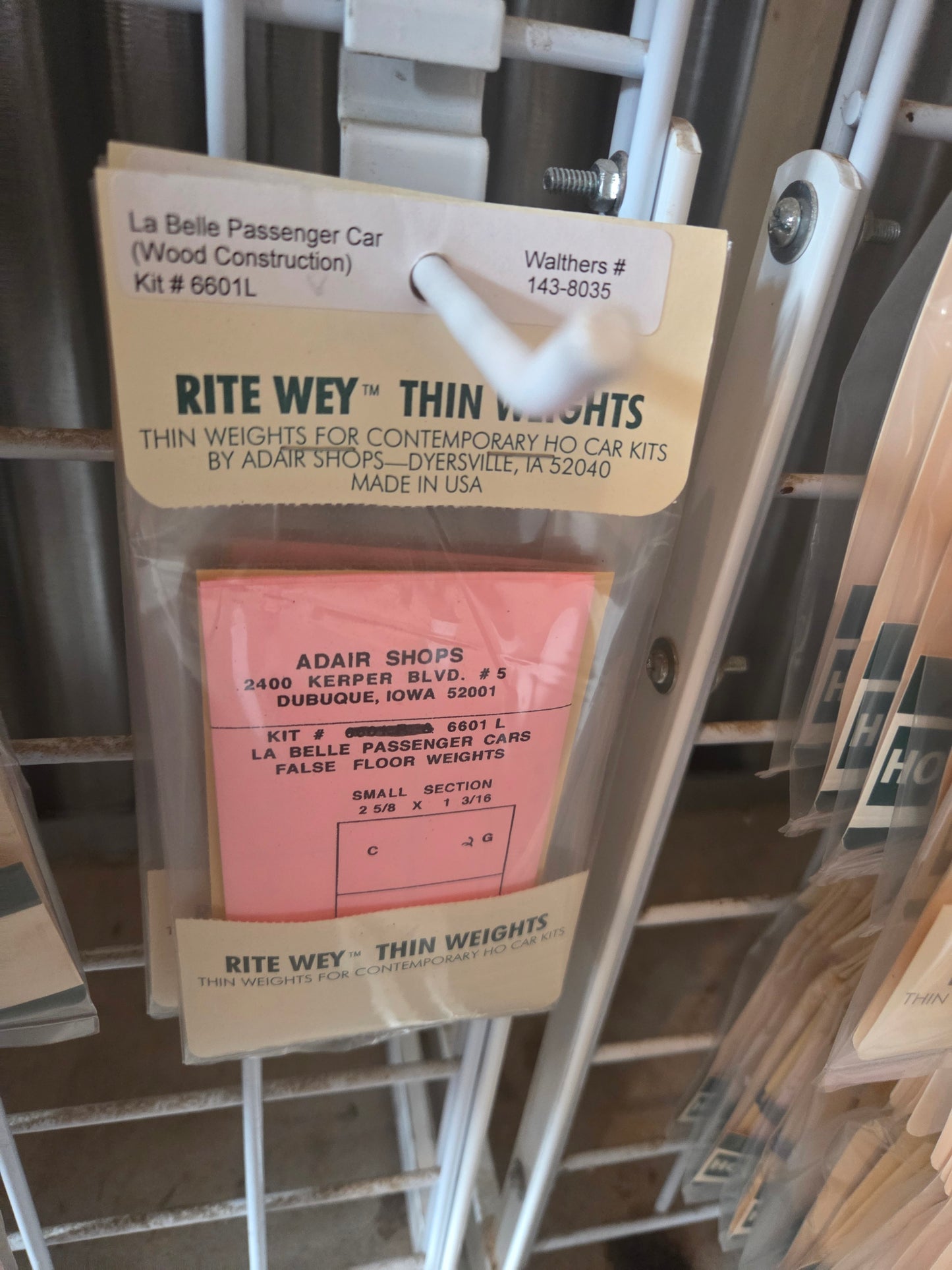 Weight Kit HO for LaBelle Passenger Cars