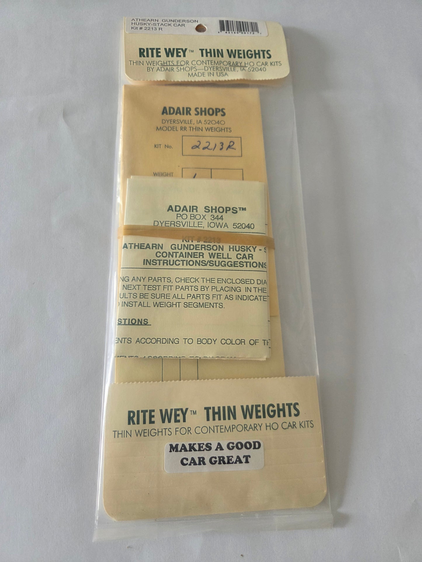 Weight Kit HO for Athearn Gunderson Husky-Stack Car